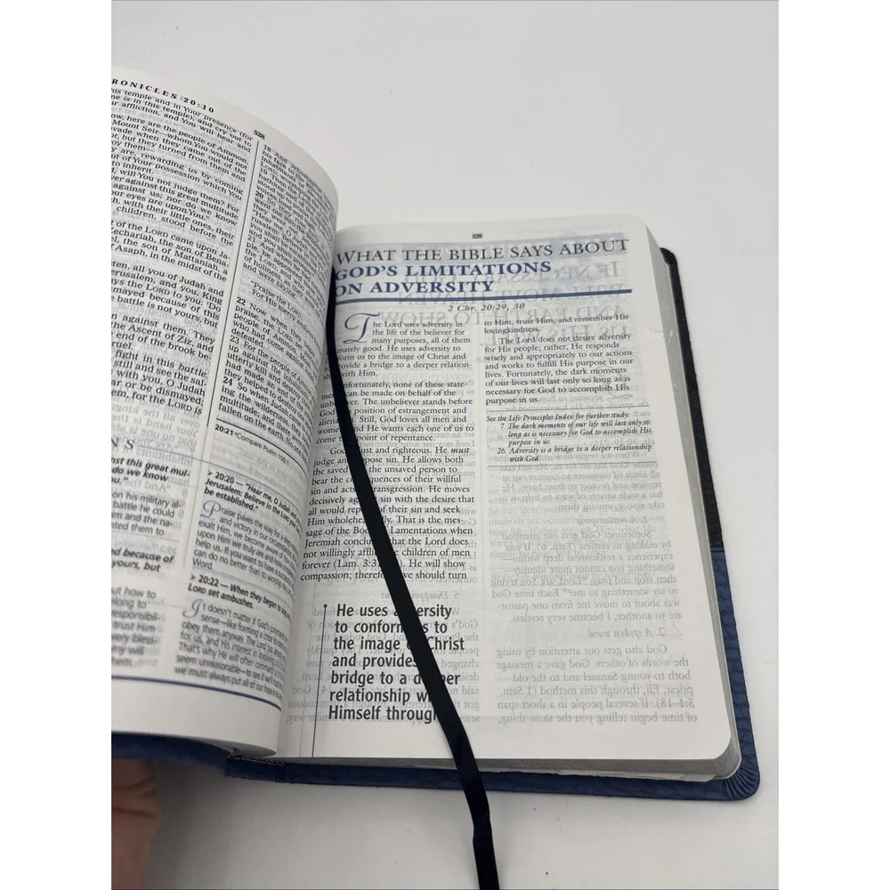 Charles F Stanley Life Principles Bible NKJV Black Blue Leather Large Print